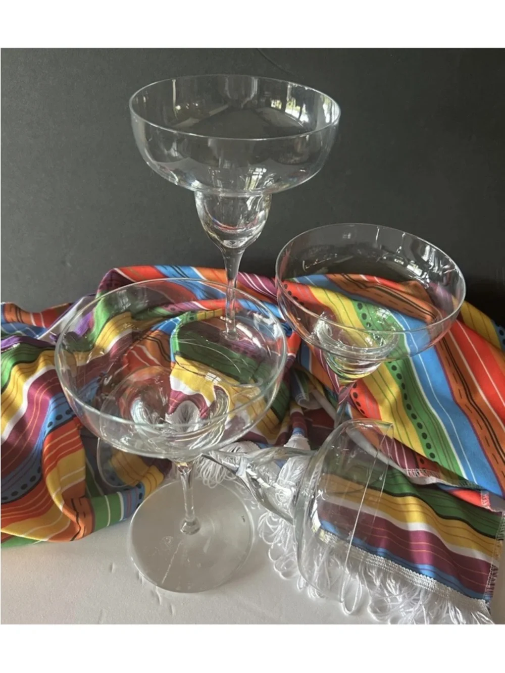 4 Fine Crystal Clear Margarita Glasses Lighter Weight Glass Excellent 7.5